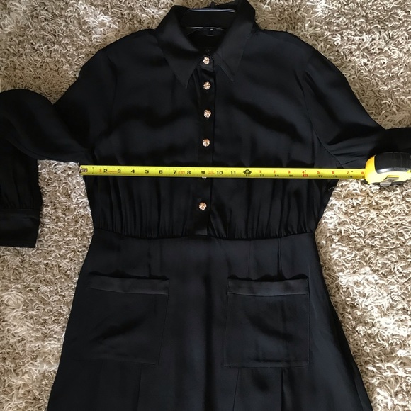 J. Crew Black Shirt Midi Dress Pleated Skirt Glass Buttons - Picture 7 of 13